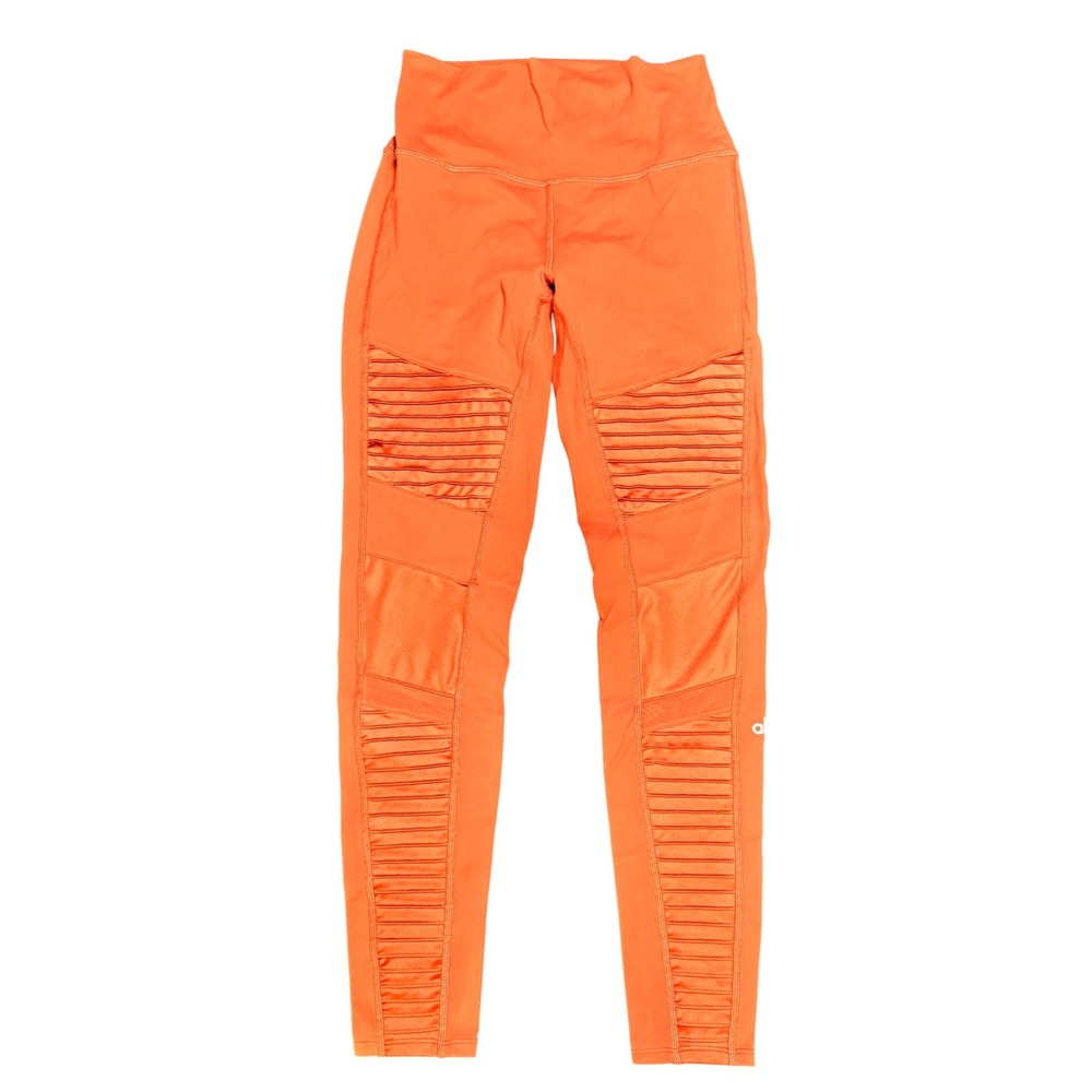 Alo Yoga High Waist Moto Leggings Rust Quilted Mesh Panel Activewear Womens L‎